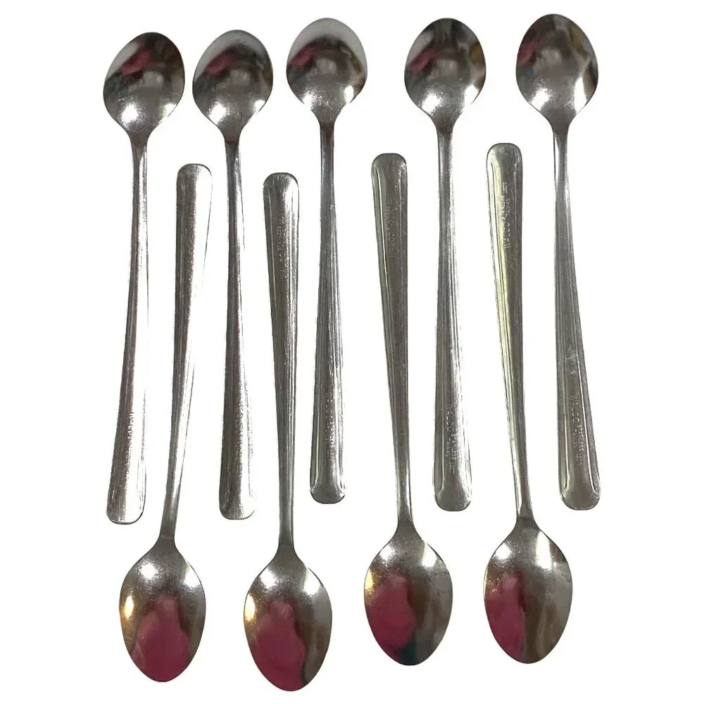 Walco Stainless‎ Taiwan Teaspoon Lot of 9 Art Deco Design Thanksgiving Dining